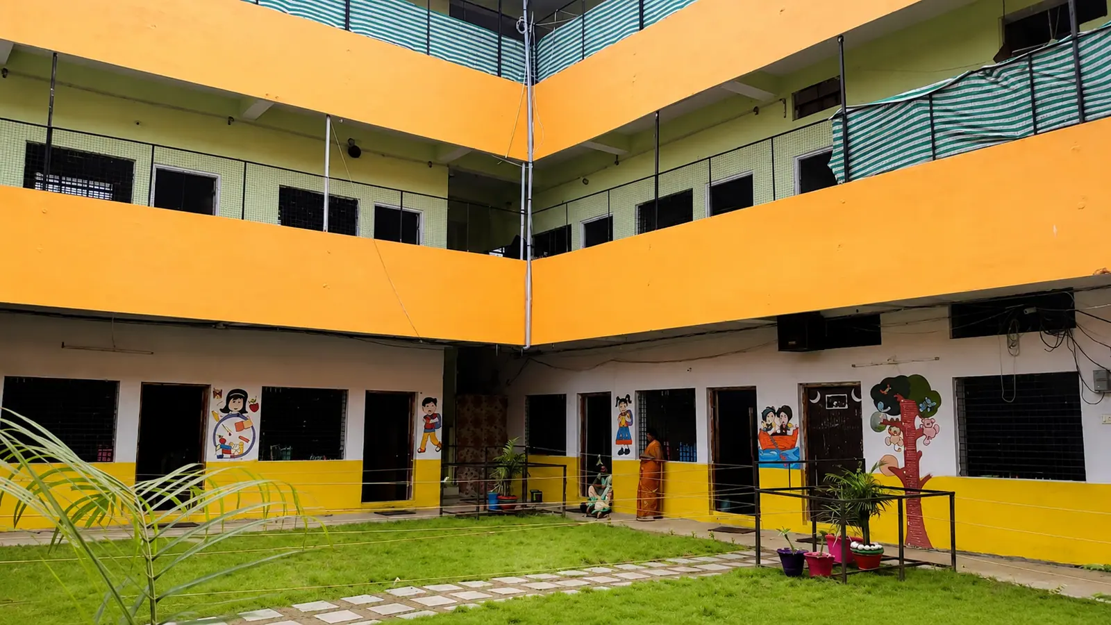 Students' courtyard at Al-Furqan English Medium High School